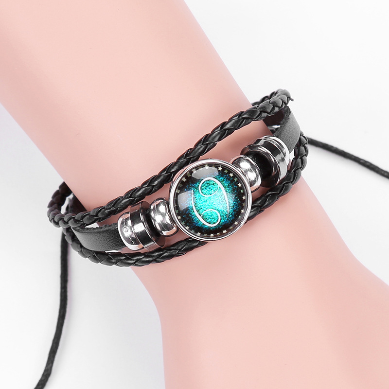 12 Constellations Vintage Leather Bracelet